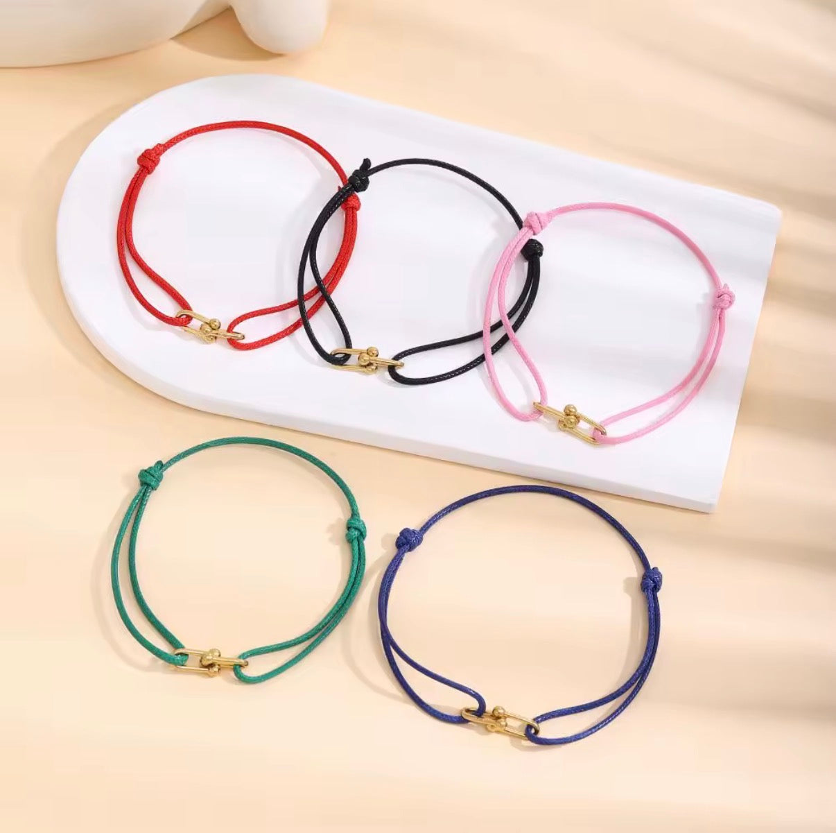Gold Accent Couple Cord Bracelet